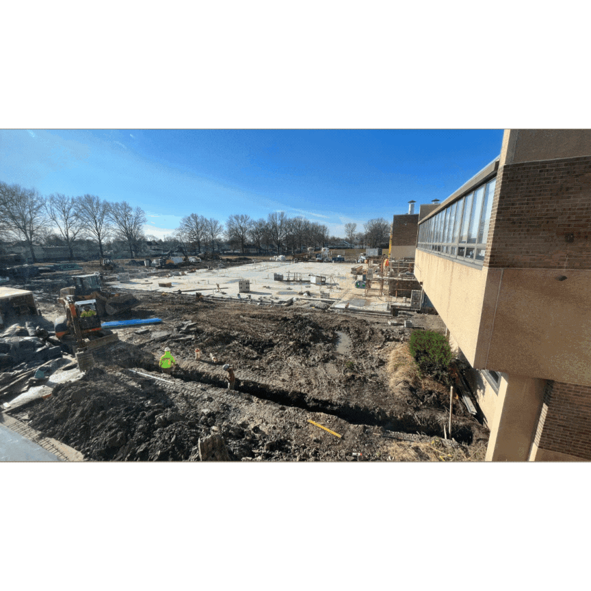 Scrolling images of active construction being done at Interboro High School
